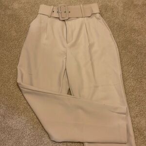 Zara beige trousers. High waisted with wide belt